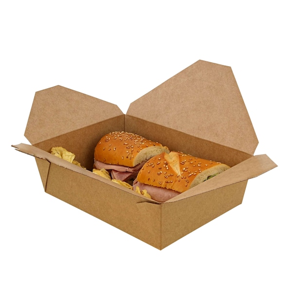 Amercareroyal Royal 7.75"x5.5"x2.5" #3 Kraft Folded Takeout Box, PK200 FTB3N - main